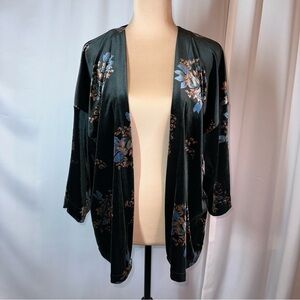LOFT‎ Velvet Open Front Kimono Cardigan One Size Floral Paisley Boho Jacket